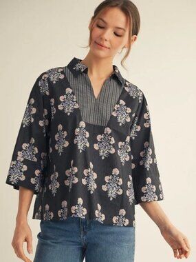 Pinstripe Floral Top